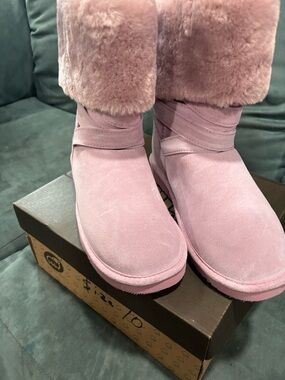 Lamo Pink Faux-Fur Cuff Winter Boots